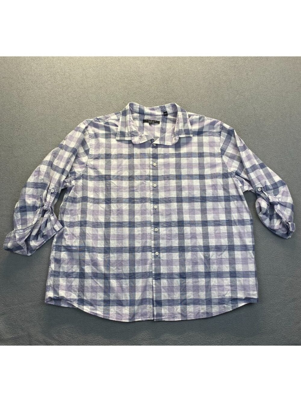 SYNRGY Stretch Dress Shirt Mens Sz 2XL,Plaid,Cotton  Long Sleeve Button Up